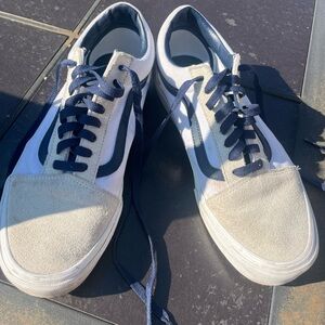 Men's White and Blue Vans Sneakers